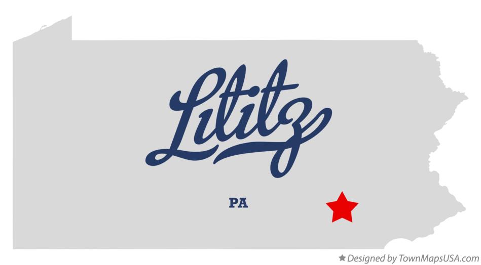Map of Lititz Pennsylvania PA