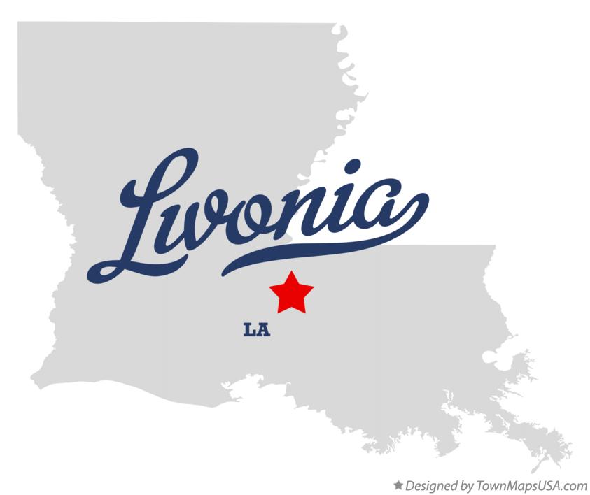 Map of Livonia Louisiana LA