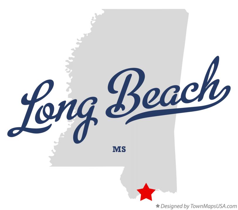 Map of Long Beach Mississippi MS