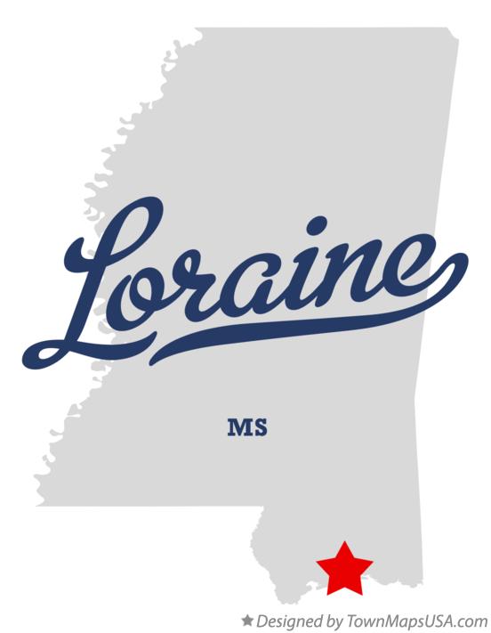Map of Loraine Mississippi MS