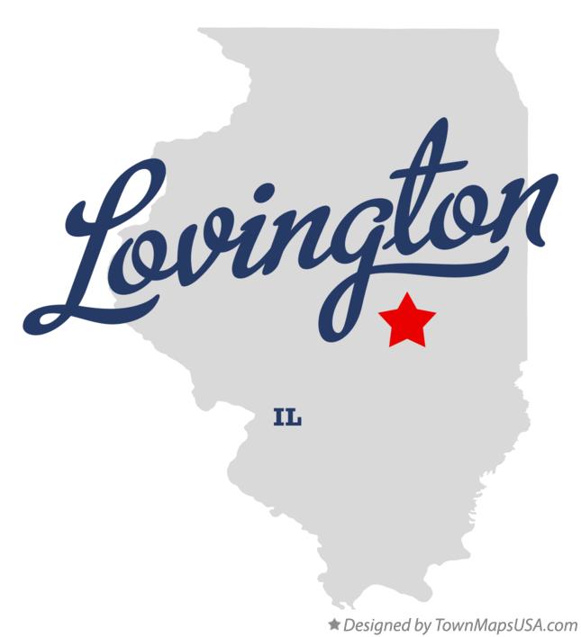 Map of Lovington Illinois IL