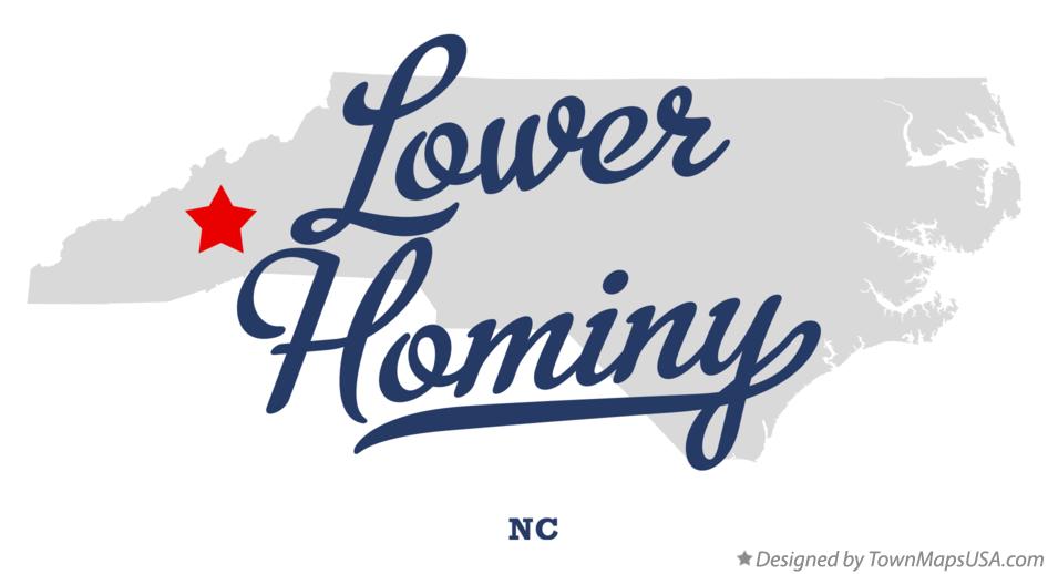 Map of Lower Hominy North Carolina NC