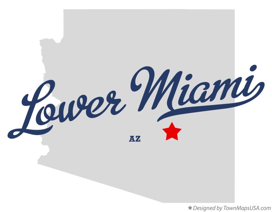 Map of Lower Miami Arizona AZ