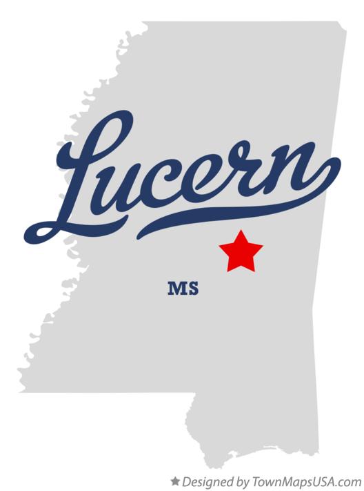 Map of Lucern Mississippi MS