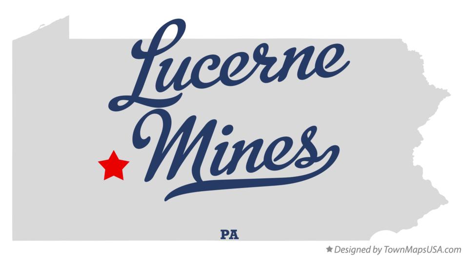 Map of Lucerne Mines Pennsylvania PA