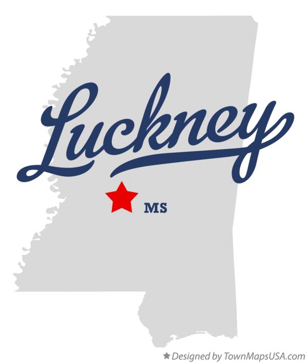 Map of Luckney Mississippi MS