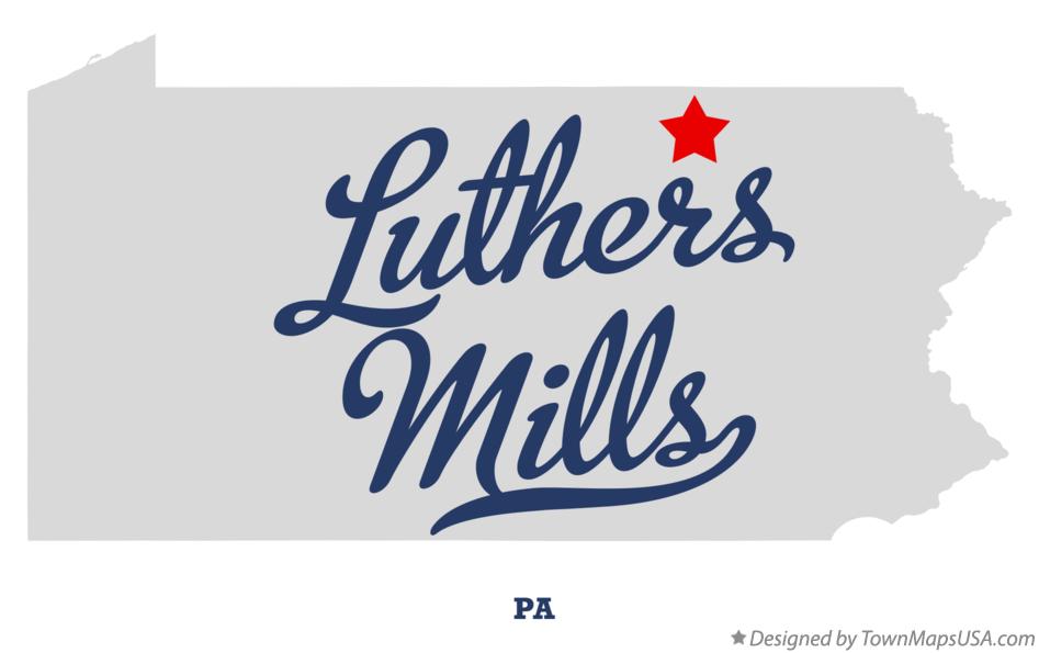 Map of Luthers Mills Pennsylvania PA