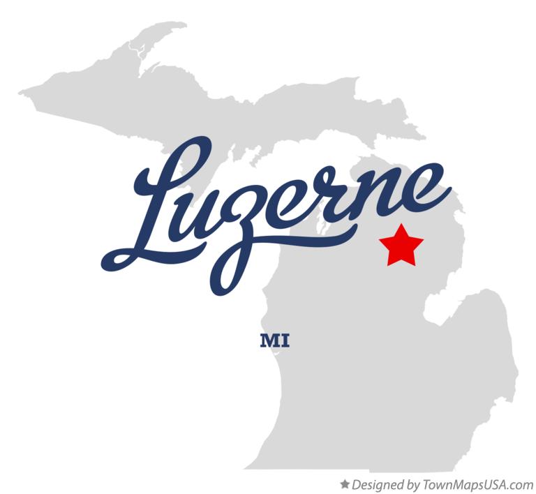Map of Luzerne Michigan MI