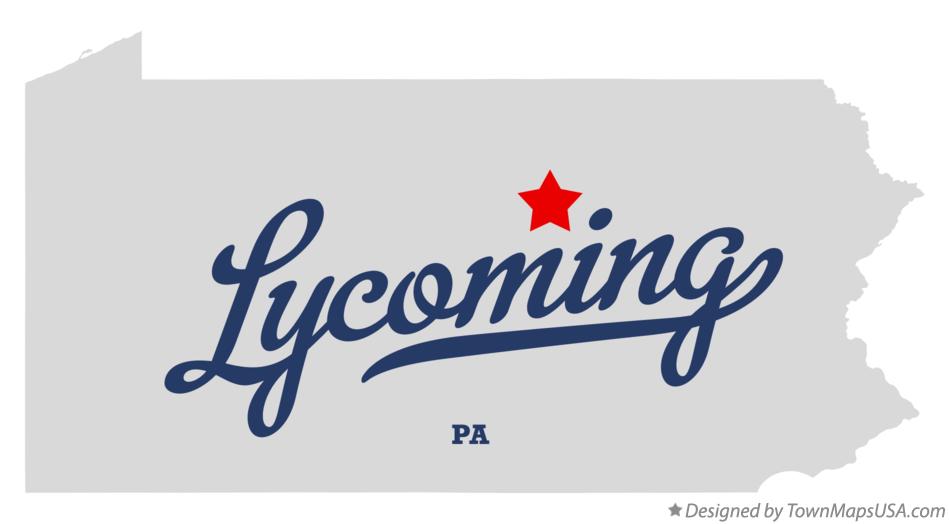 Map of Lycoming Pennsylvania PA