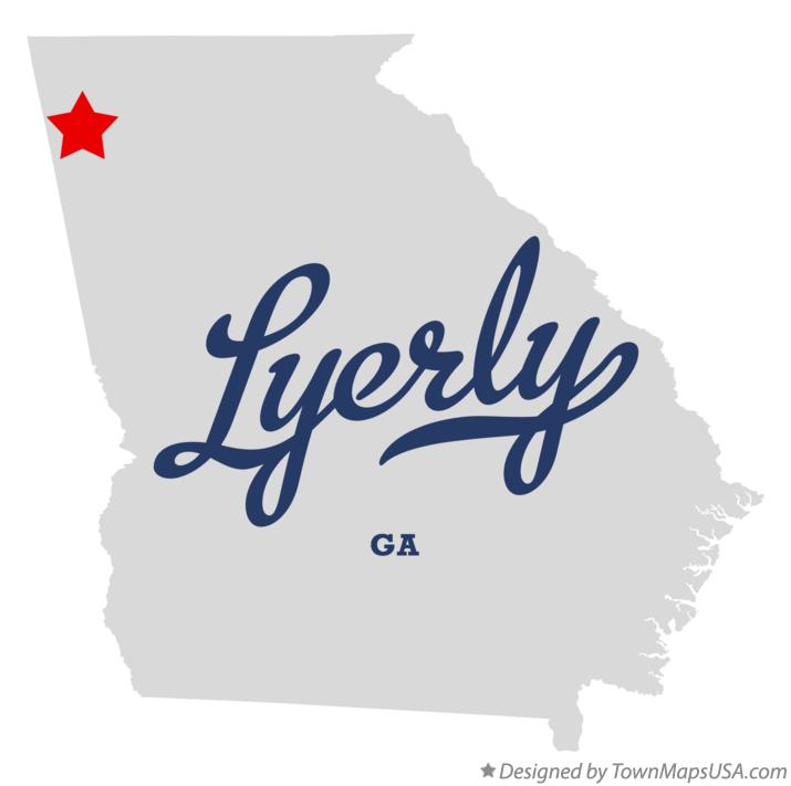 Map of Lyerly Georgia GA