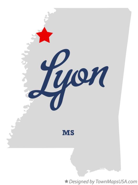 Map of Lyon Mississippi MS