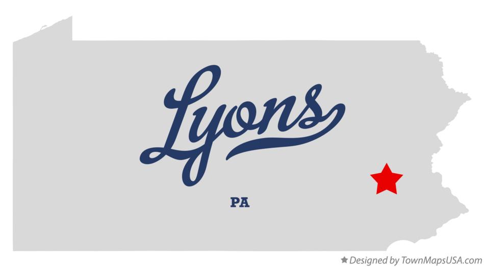 Map of Lyons Pennsylvania PA