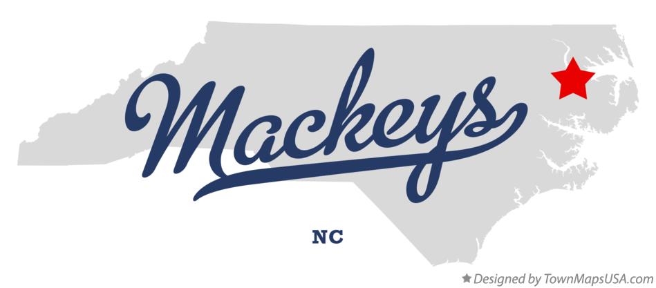 Map of Mackeys North Carolina NC