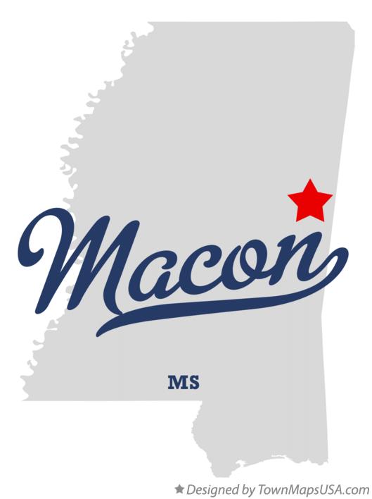 Map of Macon Mississippi MS