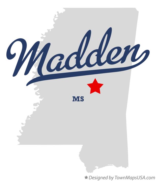 Map of Madden Mississippi MS