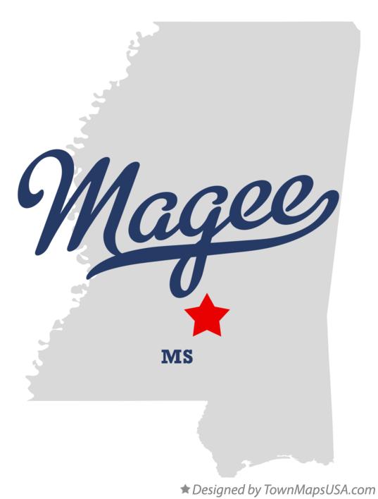Map of Magee Mississippi MS