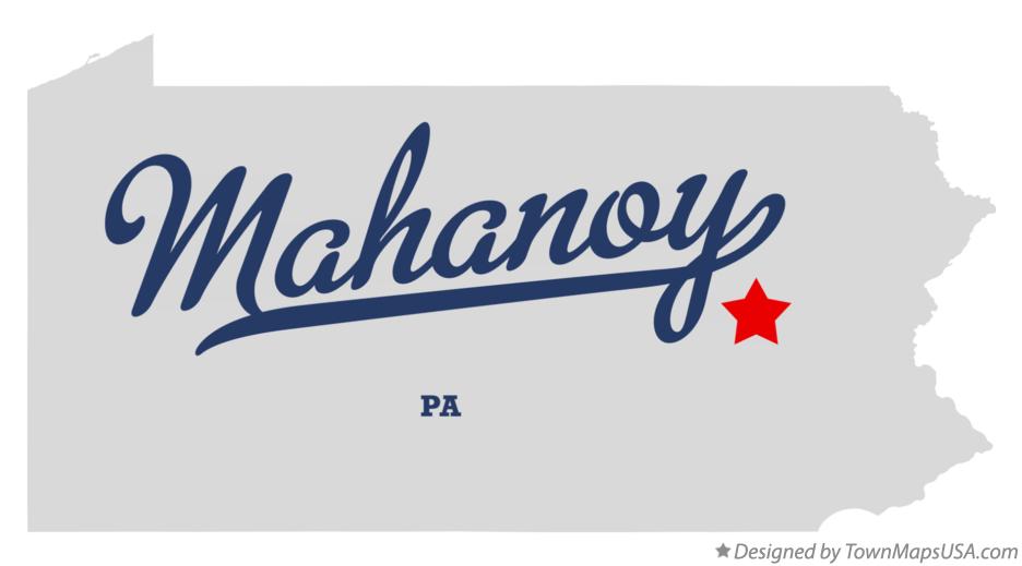 Map of Mahanoy Pennsylvania PA
