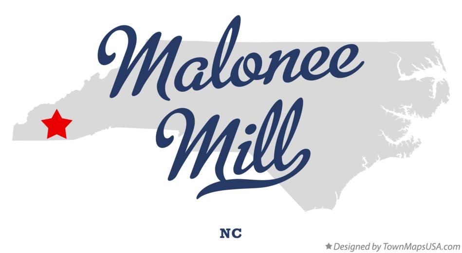 Map of Malonee Mill North Carolina NC