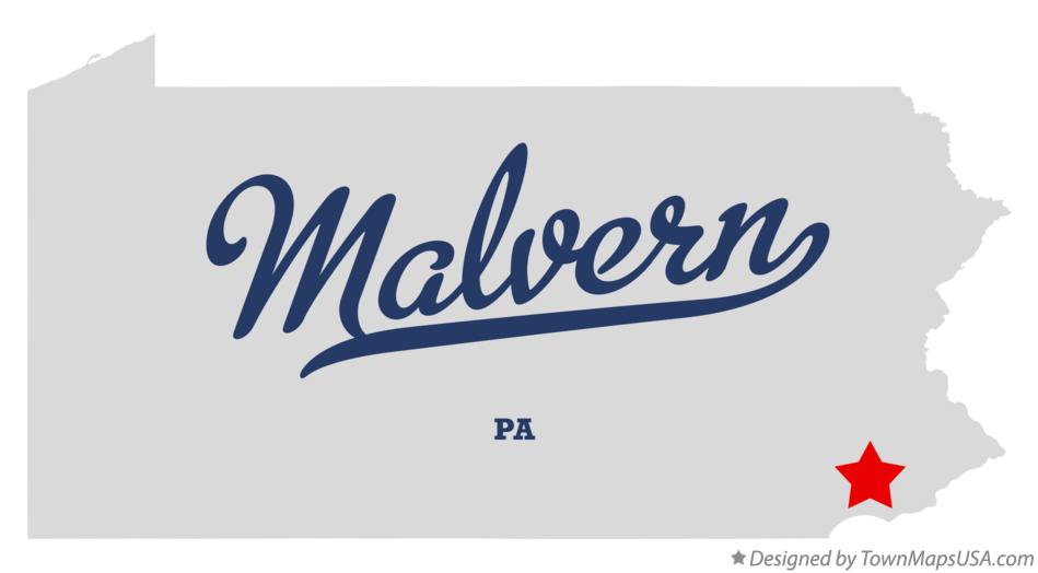 Map of Malvern Pennsylvania PA