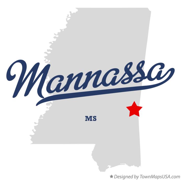 Map of Mannassa Mississippi MS
