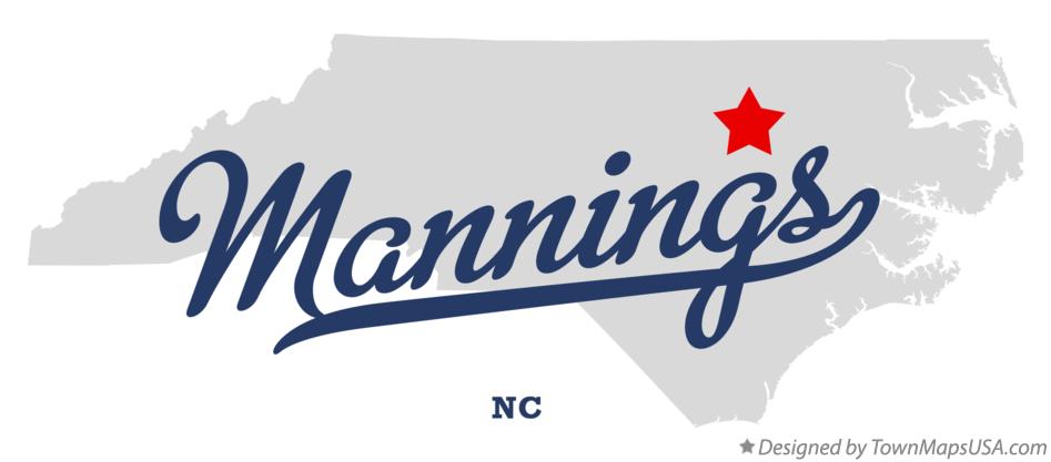 Map of Mannings North Carolina NC