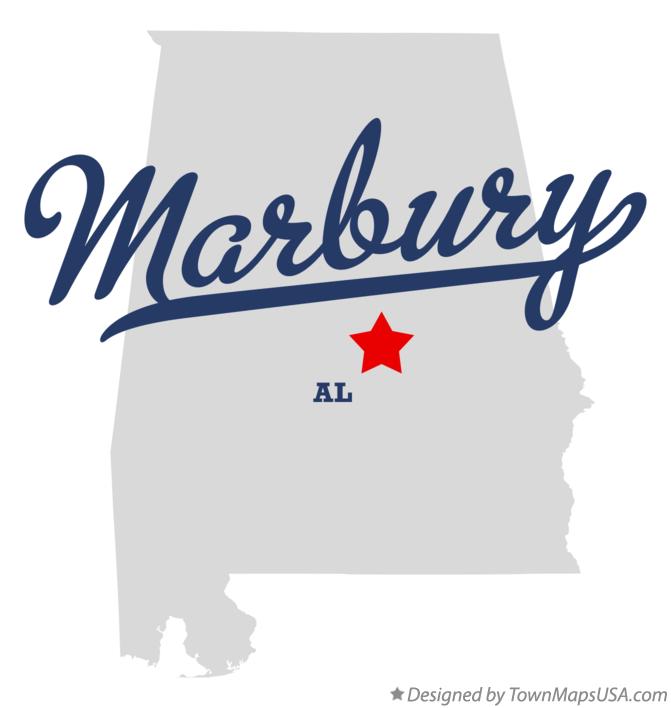 Map of Marbury Alabama AL