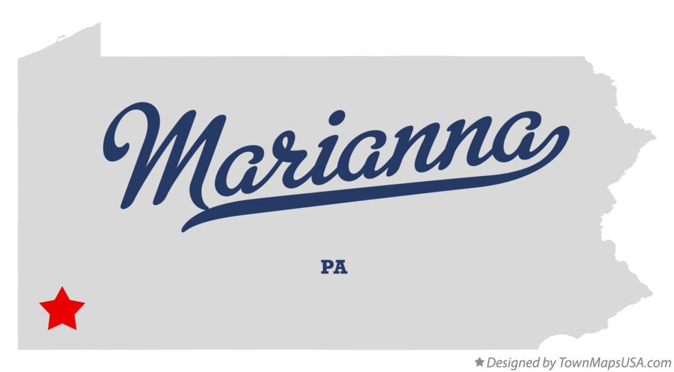 Map of Marianna Pennsylvania PA