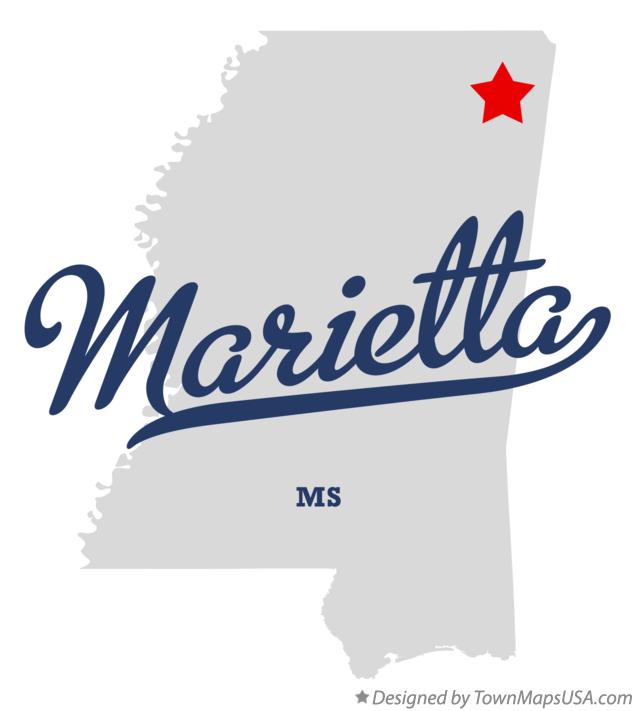 Map of Marietta Mississippi MS