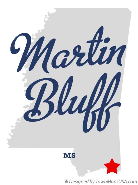 Map of Martin Bluff Mississippi MS