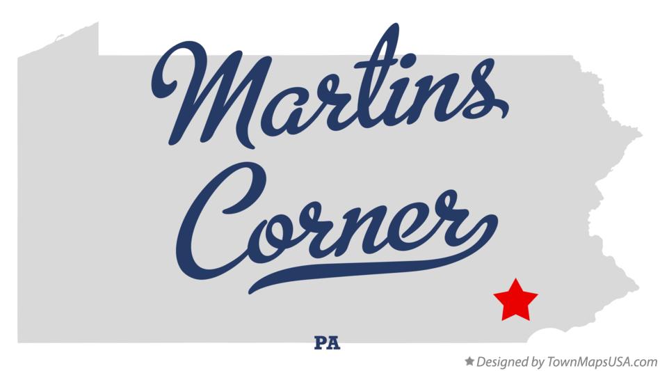 Map of Martins Corner Pennsylvania PA