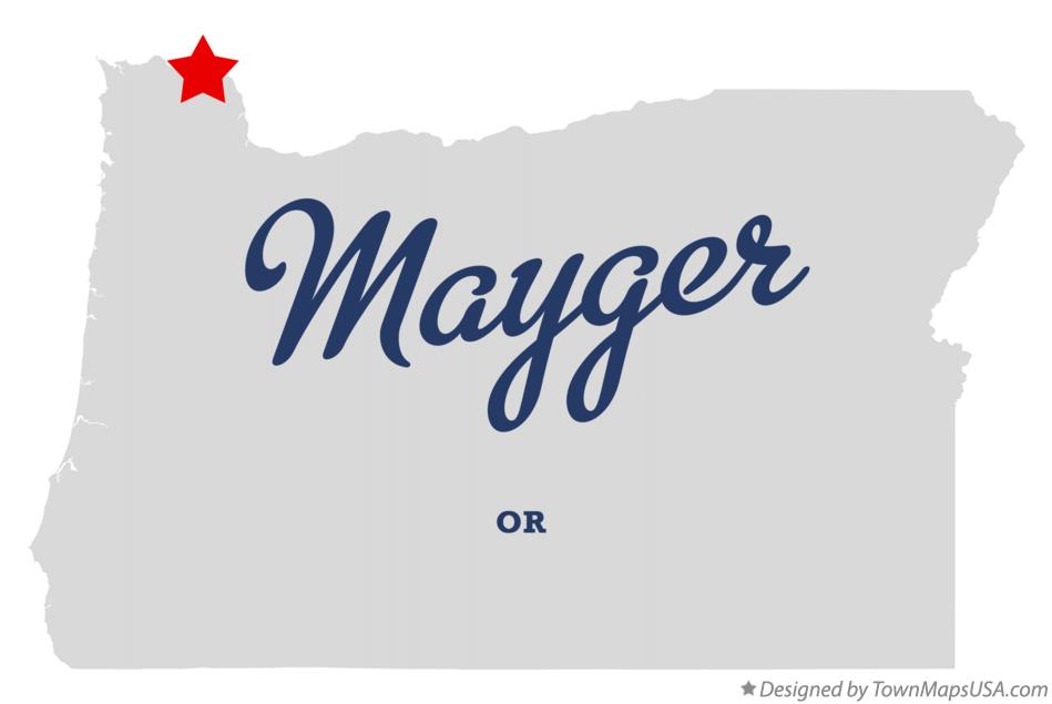 Map of Mayger Oregon OR