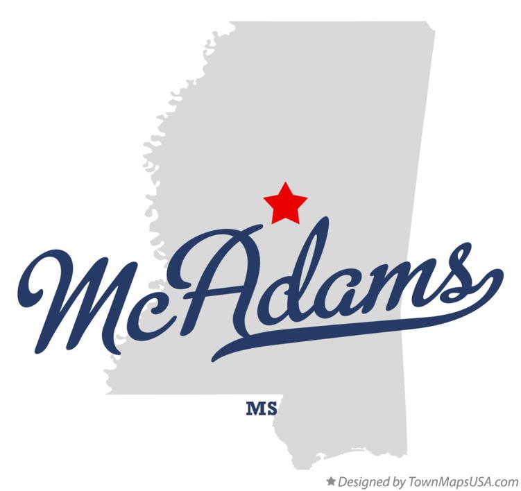 Map of McAdams Mississippi MS