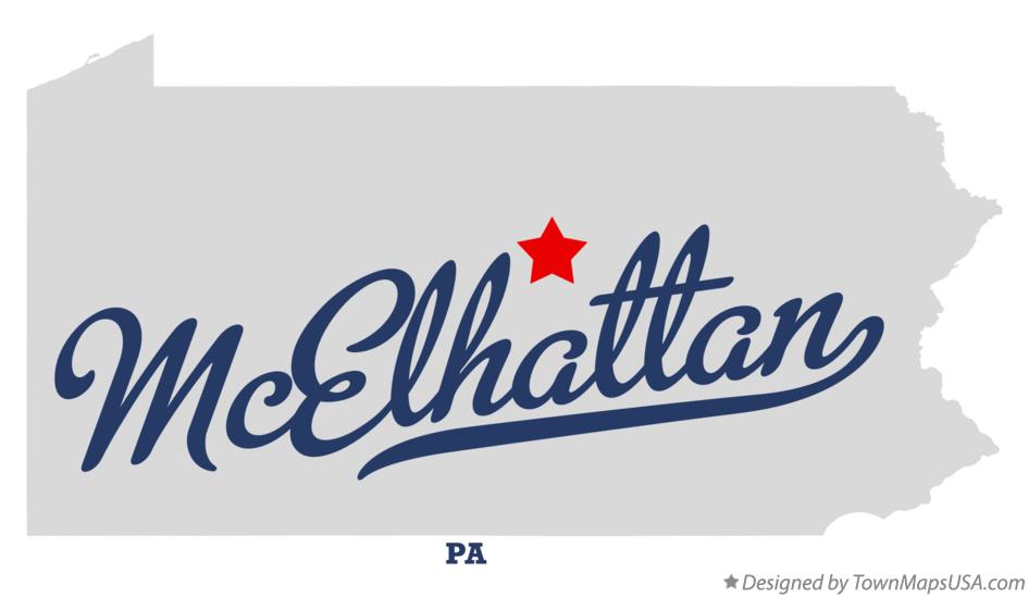 Map of McElhattan Pennsylvania PA