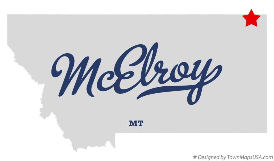 Map of McElroy Montana MT