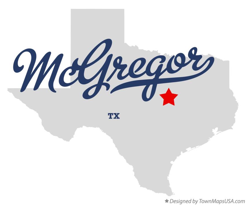 Map of McGregor Texas TX