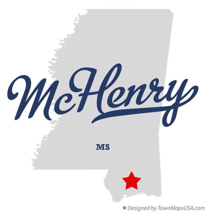 Map of McHenry Mississippi MS