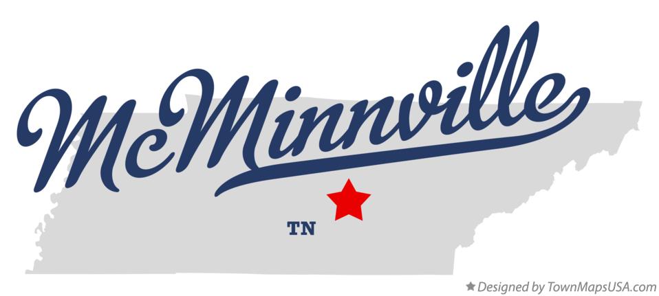 Map of McMinnville Tennessee TN