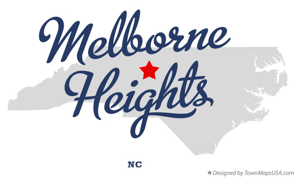 Map of Melborne Heights North Carolina NC