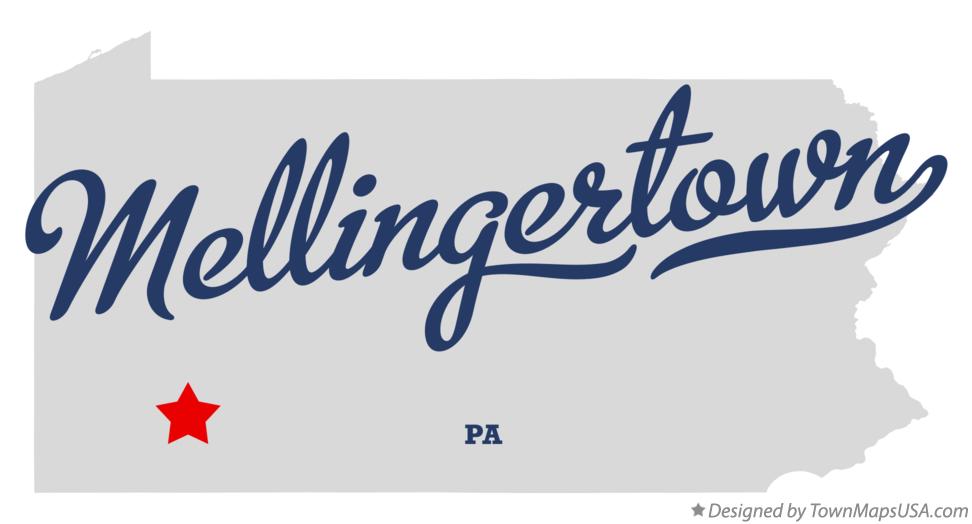 Map of Mellingertown Pennsylvania PA
