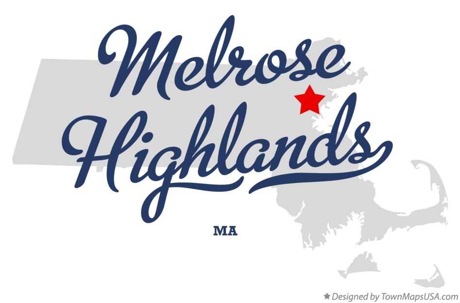 Map of Melrose Highlands Massachusetts MA