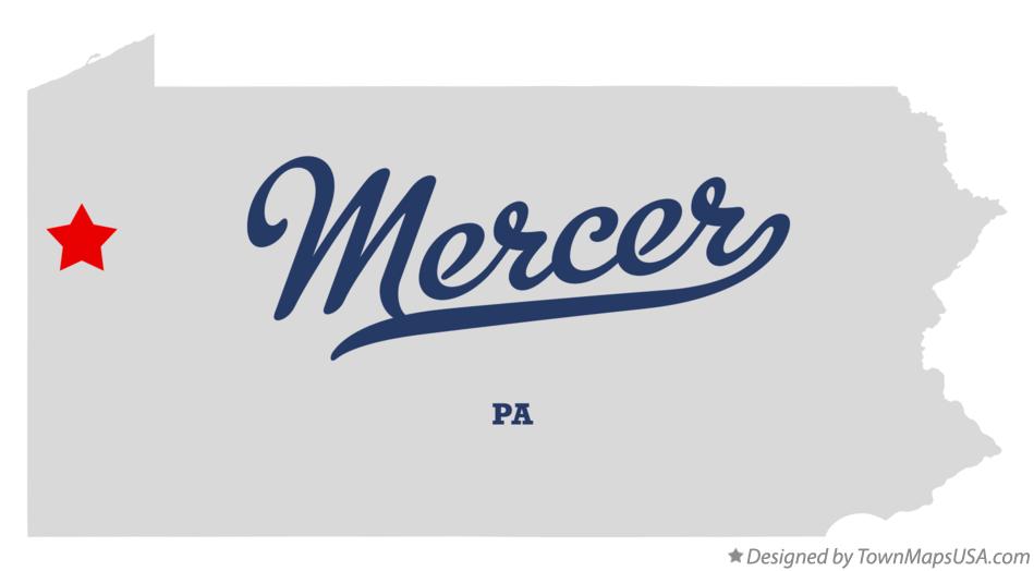 Map of Mercer Pennsylvania PA