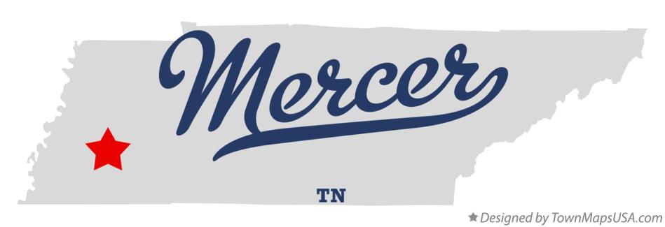 Map of Mercer Tennessee TN