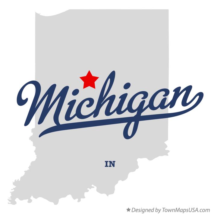 Map of Michigan Indiana IN