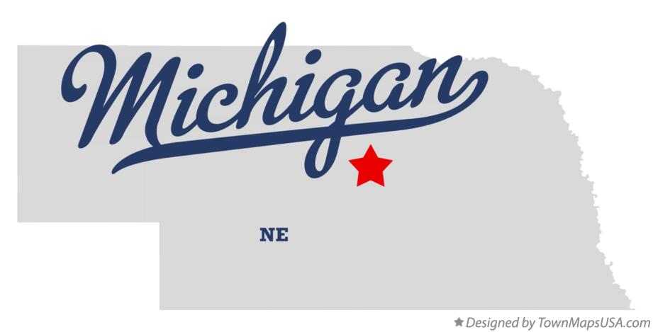 Map of Michigan Nebraska NE