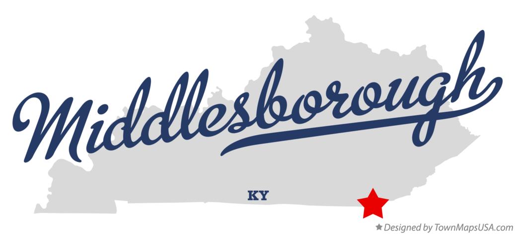 Map of Middlesborough Kentucky KY