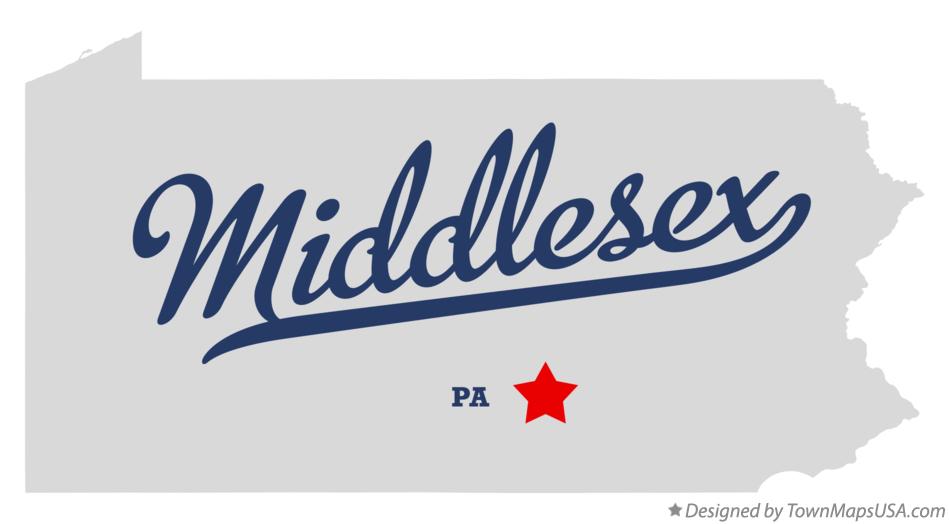 Map of Middlesex Pennsylvania PA