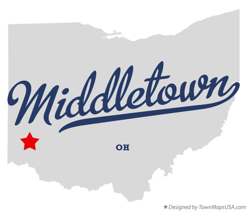Map of Middletown Ohio OH