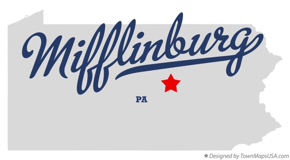 Map of Mifflinburg Pennsylvania PA