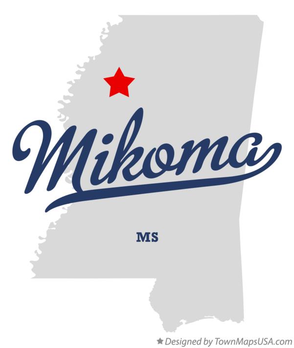 Map of Mikoma Mississippi MS
