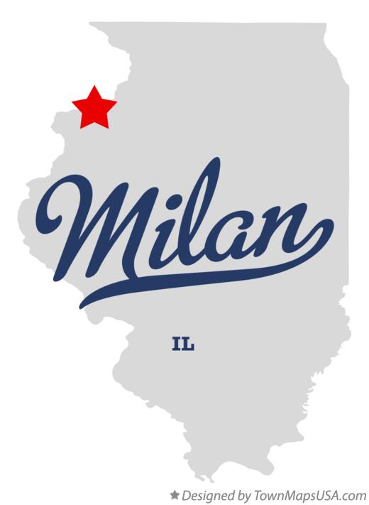 Map of Milan Illinois IL